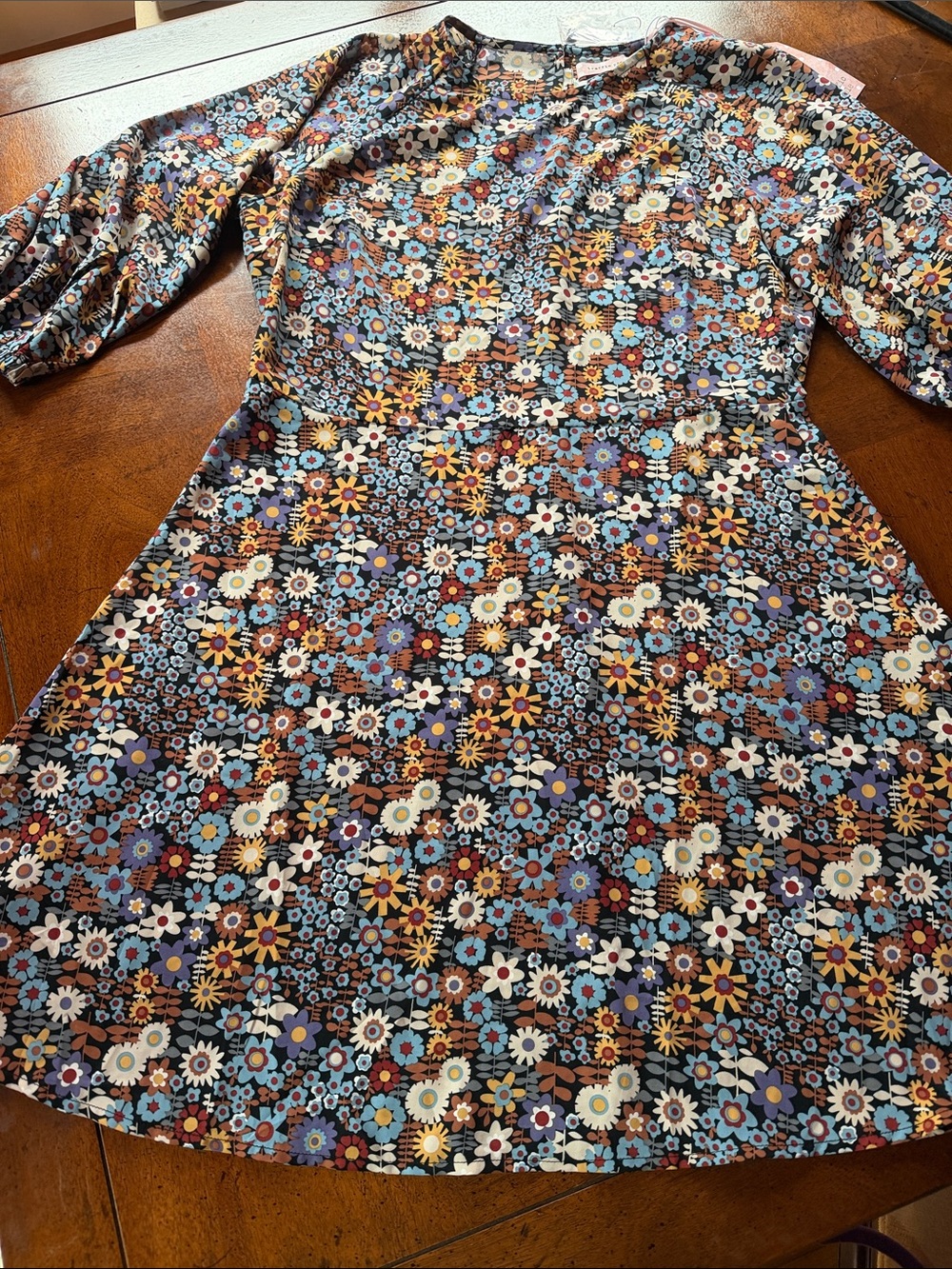 Traffic People Asymmetrical Floral Dress in Black, Blue, White, Yellow